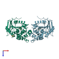 PDB entry 5yhp coloured by chain, top view.