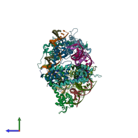 PDB entry 5yi3 coloured by chain, side view.