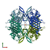 PDB entry 5yj2 coloured by chain, front view.