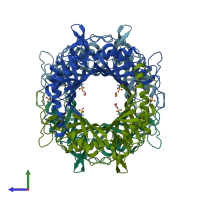 PDB entry 5yj2 coloured by chain, side view.