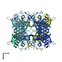 PDB entry 5yj2 coloured by chain, top view.