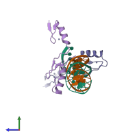 PDB entry 5yj3 coloured by chain, side view.