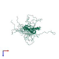 PDB entry 5yj5 coloured by chain, ensemble of 20 models, top view.