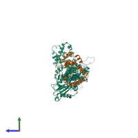 PDB entry 5yjb coloured by chain, side view.