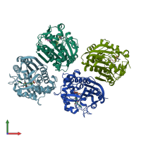 PDB entry 5yjf coloured by chain, front view.