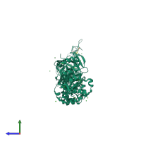 PDB entry 5yjg coloured by chain, side view.