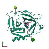 PDB entry 5yjm coloured by chain, front view.