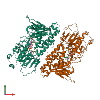 PDB entry 5yjy coloured by chain, front view.