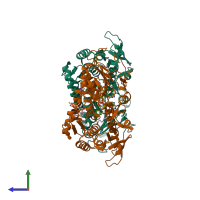 PDB entry 5yjy coloured by chain, side view.