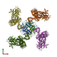 PDB entry 5ykf coloured by chain, front view.