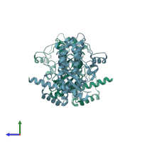 PDB entry 5yks coloured by chain, side view.