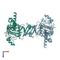 PDB entry 5yks coloured by chain, top view.