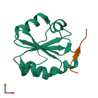 PDB entry 5ykw coloured by chain, front view.