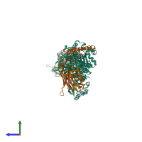 PDB entry 5ylv coloured by chain, side view.