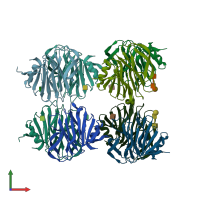 PDB entry 5yms coloured by chain, front view.