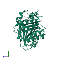 PDB entry 5yns coloured by chain, side view.