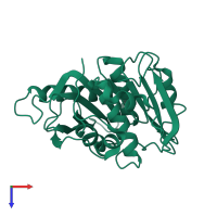 PDB entry 5yns coloured by chain, top view.