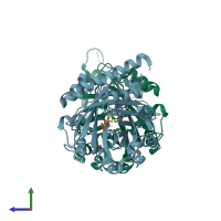 PDB entry 5ynw coloured by chain, side view.