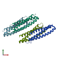 PDB entry 5yny coloured by chain, front view.