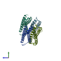 PDB entry 5yny coloured by chain, side view.