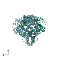 PDB entry 5yoq coloured by chain, side view.