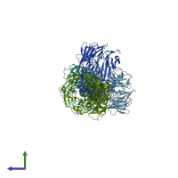 PDB entry 5yp1 coloured by chain, side view.