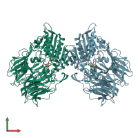 PDB entry 5yp2 coloured by chain, front view.