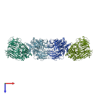 PDB entry 5yp3 coloured by chain, top view.