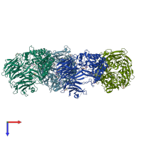 PDB entry 5yp4 coloured by chain, top view.