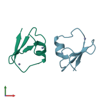 PDB entry 5yp7 coloured by chain, front view.