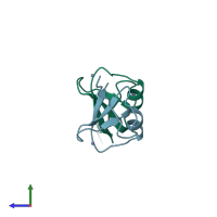 PDB entry 5yp8 coloured by chain, side view.