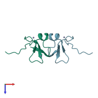 PDB entry 5yp8 coloured by chain, top view.