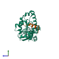 PDB entry 5ypr coloured by chain, side view.
