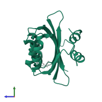 Acetolactate synthase isozyme 1 small subunit in PDB entry 5ypy, assembly 1, side view.