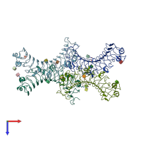PDB entry 5yq5 coloured by chain, top view.