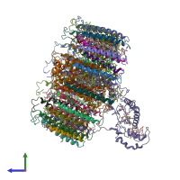 PDB entry 5yq7 coloured by chain, side view.