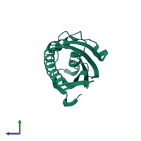 PDB entry 5yqi coloured by chain, side view.