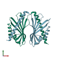 PDB entry 5yqq coloured by chain, front view.