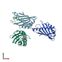 PDB entry 5ys0 coloured by chain, front view.