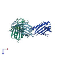 PDB entry 5ys0 coloured by chain, top view.