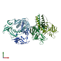 PDB entry 5ys2 coloured by chain, front view.