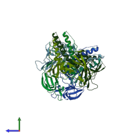 PDB entry 5ys2 coloured by chain, side view.