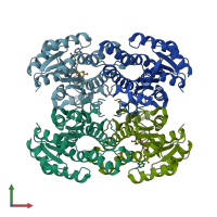 PDB entry 5yss coloured by chain, front view.