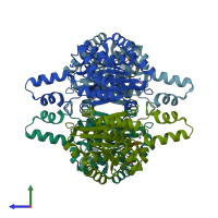 PDB entry 5yss coloured by chain, side view.