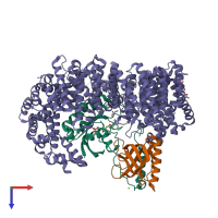 PDB entry 5yst coloured by chain, top view.