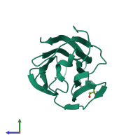 PDB entry 5yt4 coloured by chain, side view.