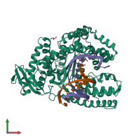 PDB entry 5ytg coloured by chain, front view.