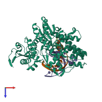 PDB entry 5yth coloured by chain, top view.