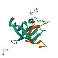 PDB entry 5ytt coloured by chain, top view.