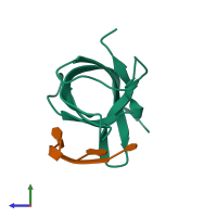 PDB entry 5ytv coloured by chain, side view.